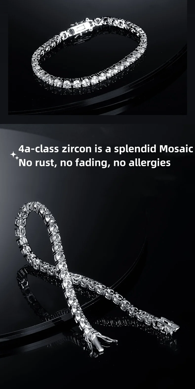 Factory price 925 silver plated 18K gold 4A grade Zircon tennis bracelet for men and women fashion personality exquisite jewelry