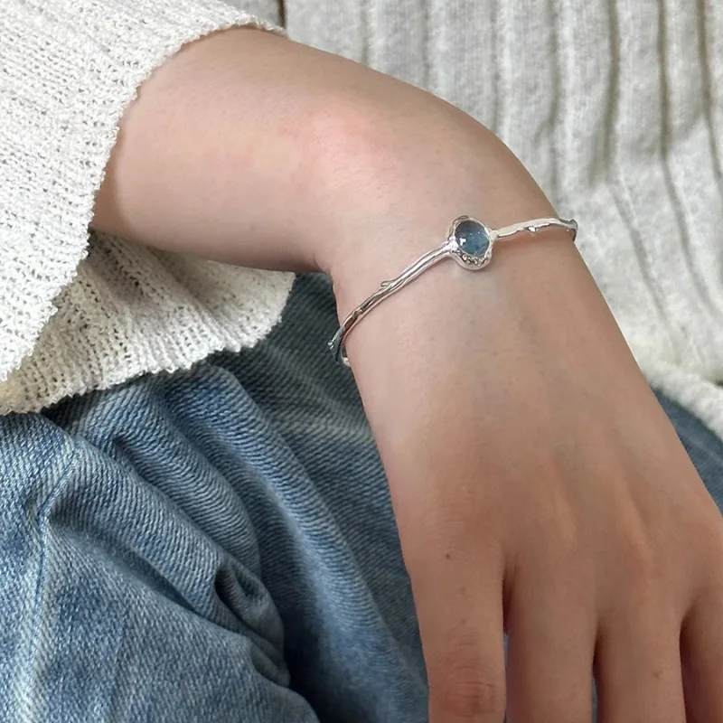 925 Sterling Silver Irregular Geometry Texture Bangle Bracelet for Women Girl Minimalism Jewelry Gift Dropshipping 925 Sterling Silver Irregular Geometry Texture Bangle Bracelet for Women Girl Minimalism Jewelry Gift Dropshipping