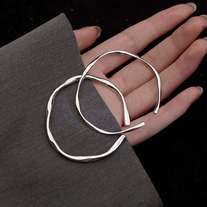 925 Sterling Silver Irregular Geometry Texture Bangle Bracelet for Women Girl Minimalism Jewelry Gift Dropshipping 925 Sterling Silver Irregular Geometry Texture Bangle Bracelet for Women Girl Minimalism Jewelry Gift Dropshipping