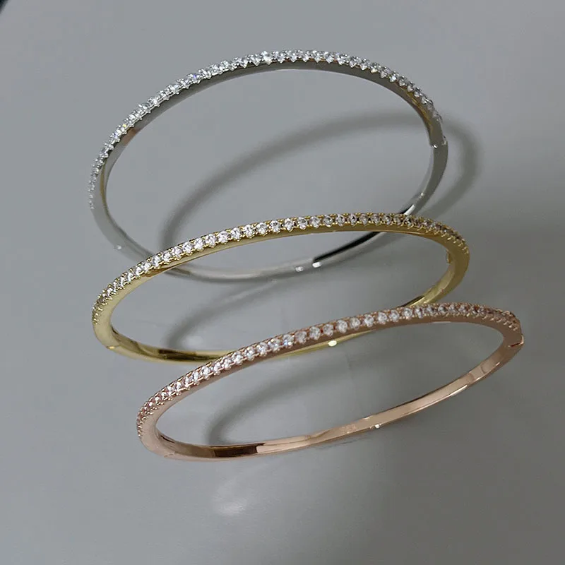 Top Quality Fashion Lovely Bangle Pure Sterling 925 Silver Jewelry For Women Design Bangle Cute Diamond Party Gift Jewelry Size6