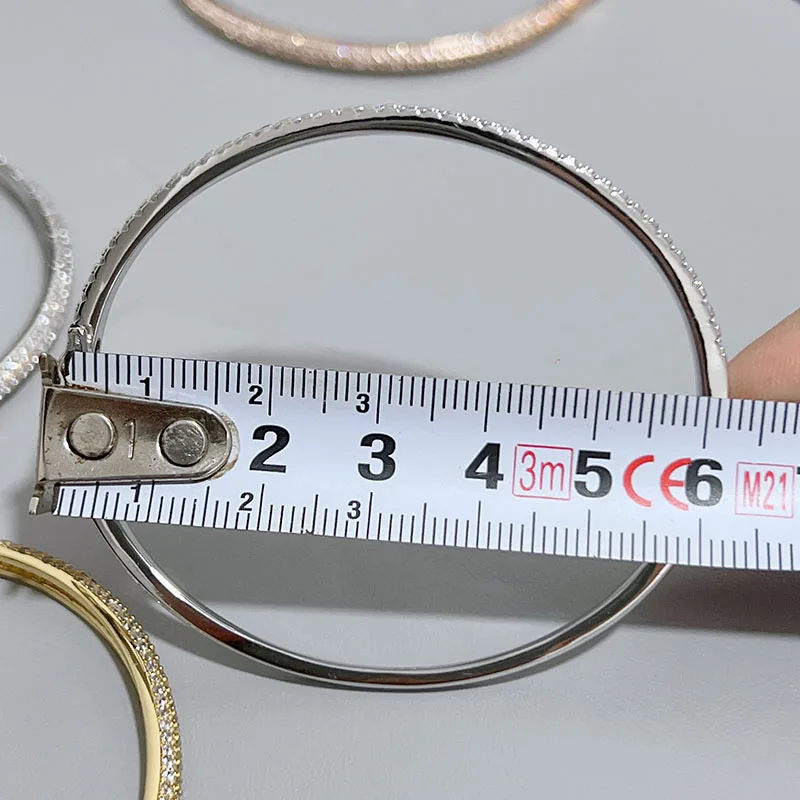 Top Quality Fashion Lovely Bangle Pure Sterling 925 Silver Jewelry For Women Design Bangle Cute Diamond Party Gift Jewelry Size6
