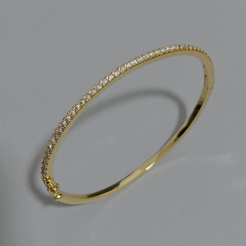 Top Quality Fashion Lovely Bangle Pure Sterling 925 Silver Jewelry For Women Design Bangle Cute Diamond Party Gift Jewelry Size6
