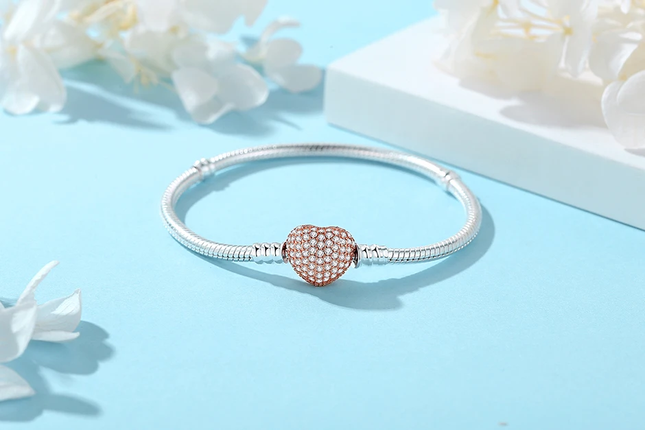 925 Sterling Silver Bracelets Bangles Original Love Heart Clasp Charms Beads Snake Chain Luxury DIY Jewelry For Women Gift 925 Sterling Silver Bracelets Bangles Original Love Heart Clasp Charms Beads Snake Chain Luxury DIY Jewelry For Women Gift