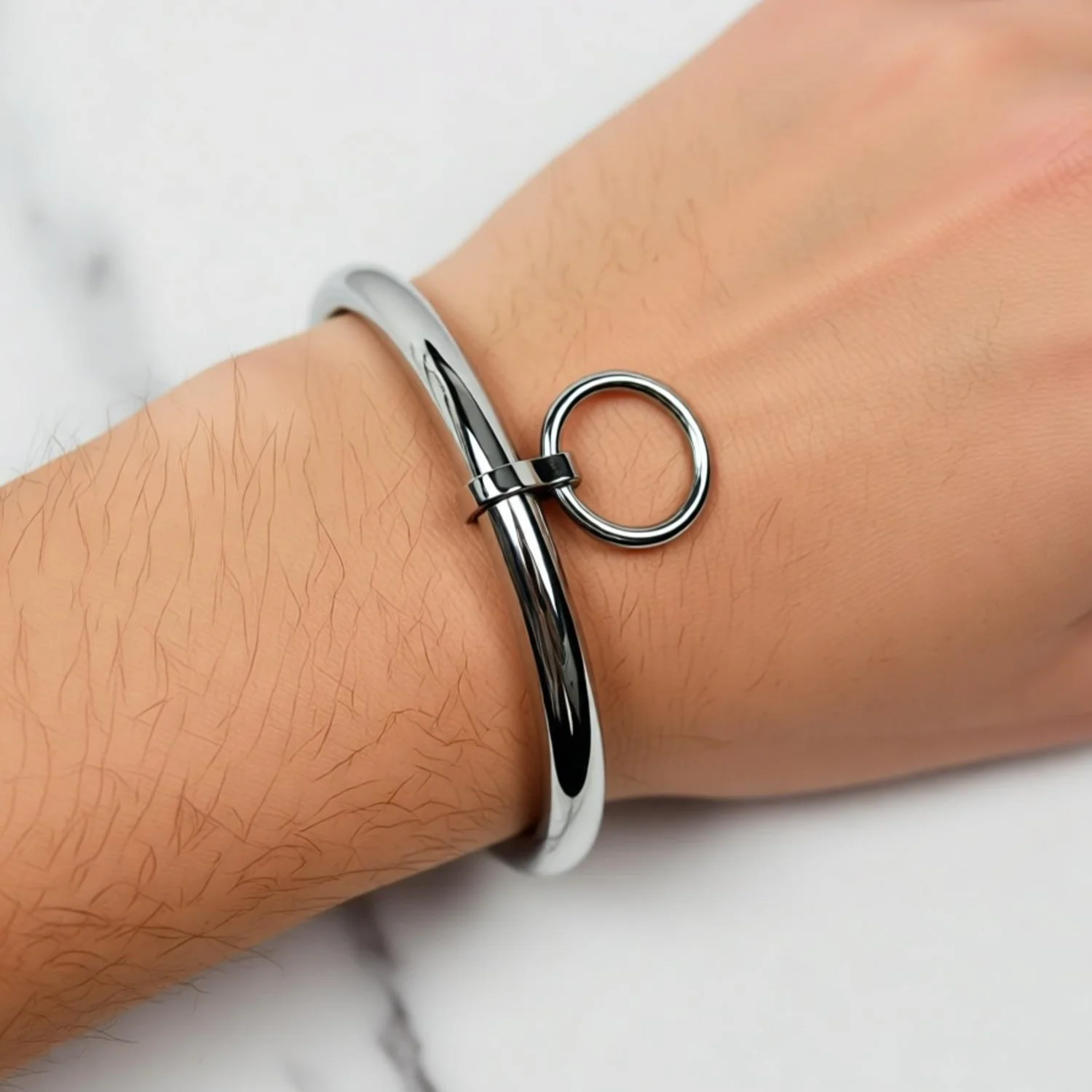 Polished Shining Stainless Steel Lockable Wrist Ankle Cuffs Bangle Bracelet With Removable O Ring Lock Screw Key Polished Shining Stainless Steel Lockable Wrist Ankle Cuffs Bangle Bracelet With Removable O Ring Lock Screw Key