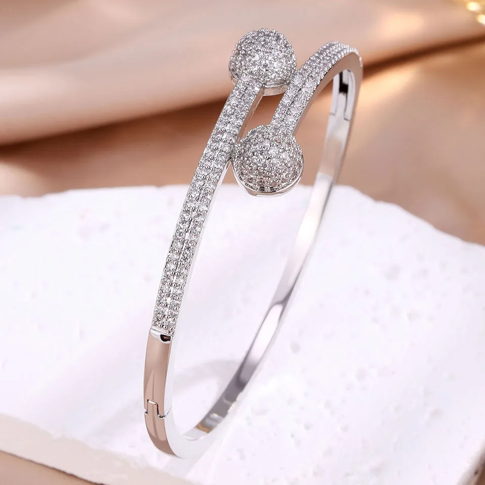 Yupsk 4/1pcs Brilliant Micro Paved Zirconia Copper Stainless Steel Bracelets Set for Women Elegant Wedding Party Jewelry