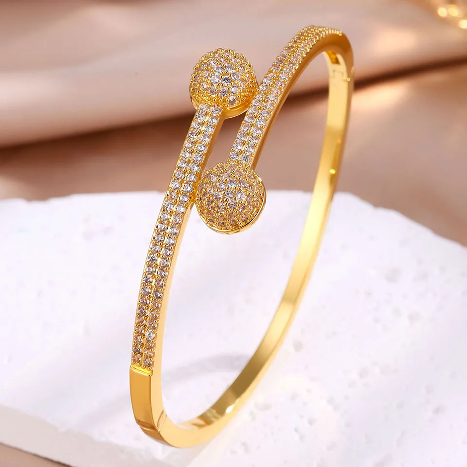 Yupsk 4/1pcs Brilliant Micro Paved Zirconia Copper Stainless Steel Bracelets Set for Women Elegant Wedding Party Jewelry