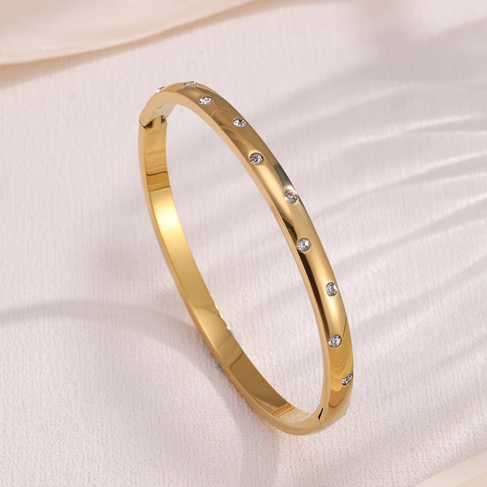 Yupsk 4/1pcs Brilliant Micro Paved Zirconia Copper Stainless Steel Bracelets Set for Women Elegant Wedding Party Jewelry