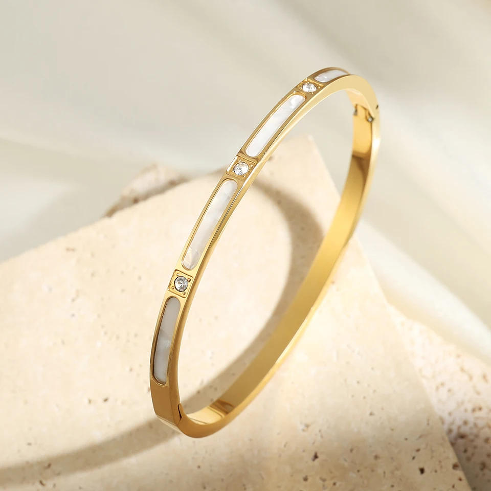Yupsk 4/1pcs Brilliant Micro Paved Zirconia Copper Stainless Steel Bracelets Set for Women Elegant Wedding Party Jewelry