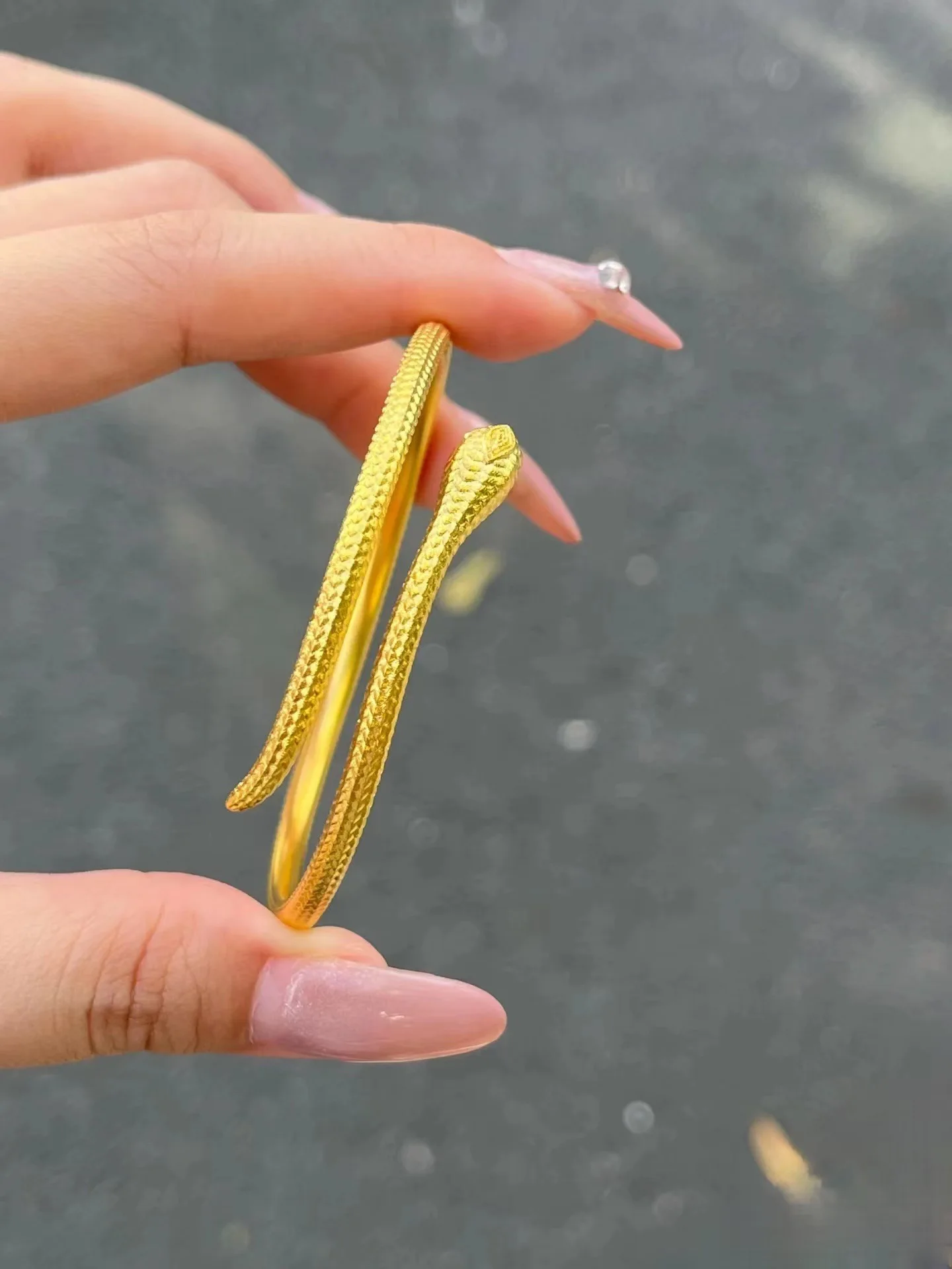 au999 ancient method snake bracelet pure gold fashionable 24K gold snake shape bracelet for women adjustable