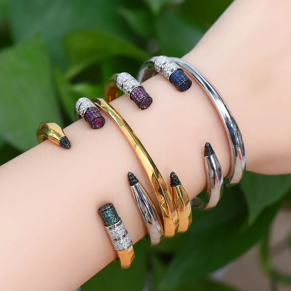 GODKI Trendy Pencil Designs Bangle Cuff For Women Wedding Full Cubic Zircon Crystal CZ Dubai Silver Color Party Bracelet 2026