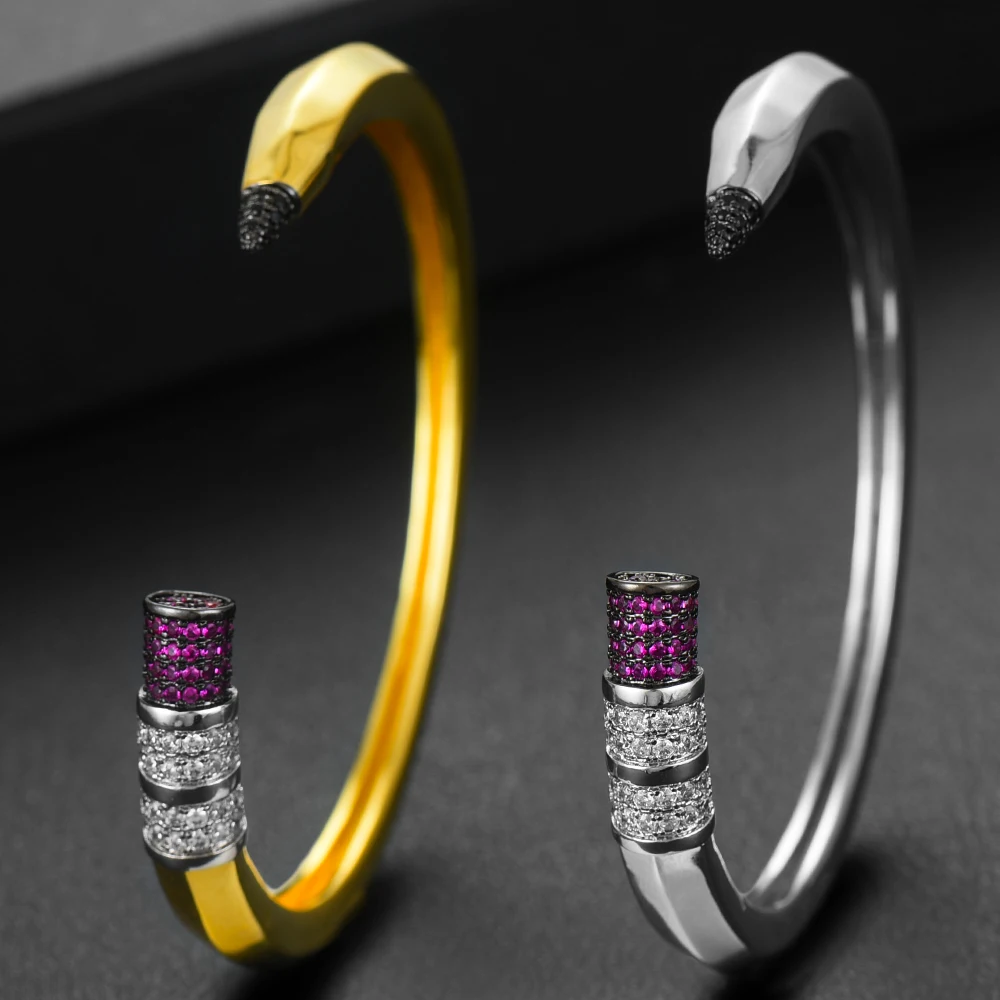 GODKI Trendy Pencil Designs Bangle Cuff For Women Wedding Full Cubic Zircon Crystal CZ Dubai Silver Color Party Bracelet 2026 GODKI Trendy Pencil Designs Bangle Cuff For Women Wedding Full Cubic Zircon Crystal CZ Dubai Silver Color Party Bracelet 2026