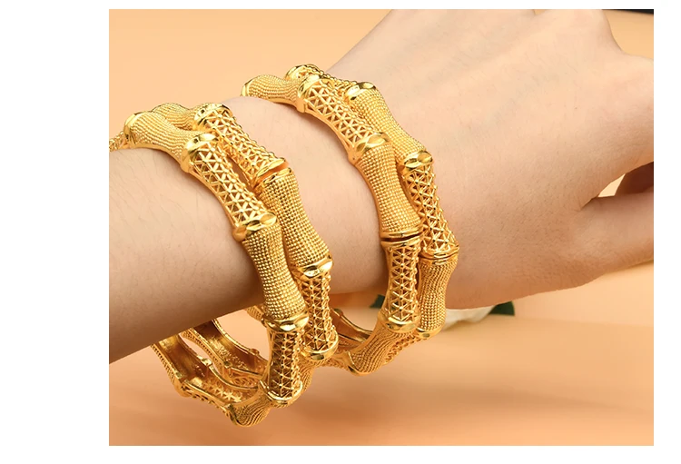 ANIID Women Charm Bracelet Bangle 24K Gold Color Jewelry Dubai Flower Bangle Brand African Designer Ethiopian Hawaiian Jewelry