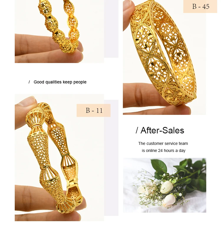 ANIID Women Charm Bracelet Bangle 24K Gold Color Jewelry Dubai Flower Bangle Brand African Designer Ethiopian Hawaiian Jewelry