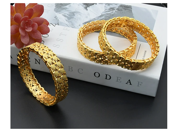 ANIID Women Charm Bracelet Bangle 24K Gold Color Jewelry Dubai Flower Bangle Brand African Designer Ethiopian Hawaiian Jewelry
