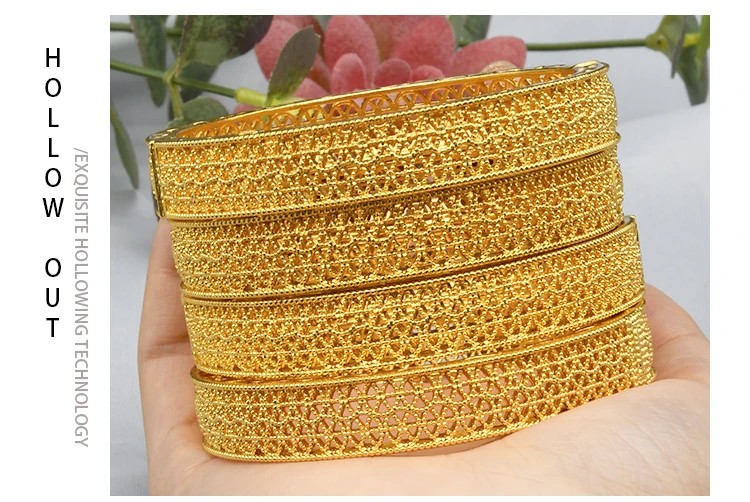 ANIID Women Charm Bracelet Bangle 24K Gold Color Jewelry Dubai Flower Bangle Brand African Designer Ethiopian Hawaiian Jewelry