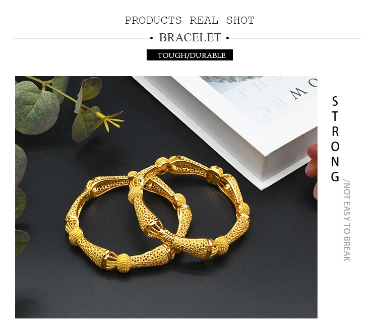ANIID Women Charm Bracelet Bangle 24K Gold Color Jewelry Dubai Flower Bangle Brand African Designer Ethiopian Hawaiian Jewelry