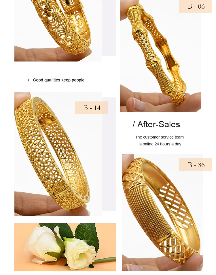 ANIID Women Charm Bracelet Bangle 24K Gold Color Jewelry Dubai Flower Bangle Brand African Designer Ethiopian Hawaiian Jewelry