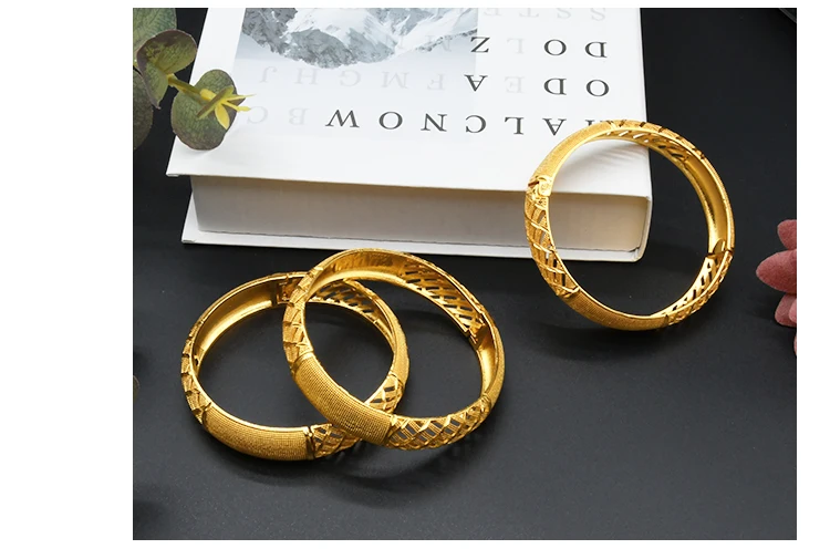ANIID Women Charm Bracelet Bangle 24K Gold Color Jewelry Dubai Flower Bangle Brand African Designer Ethiopian Hawaiian Jewelry