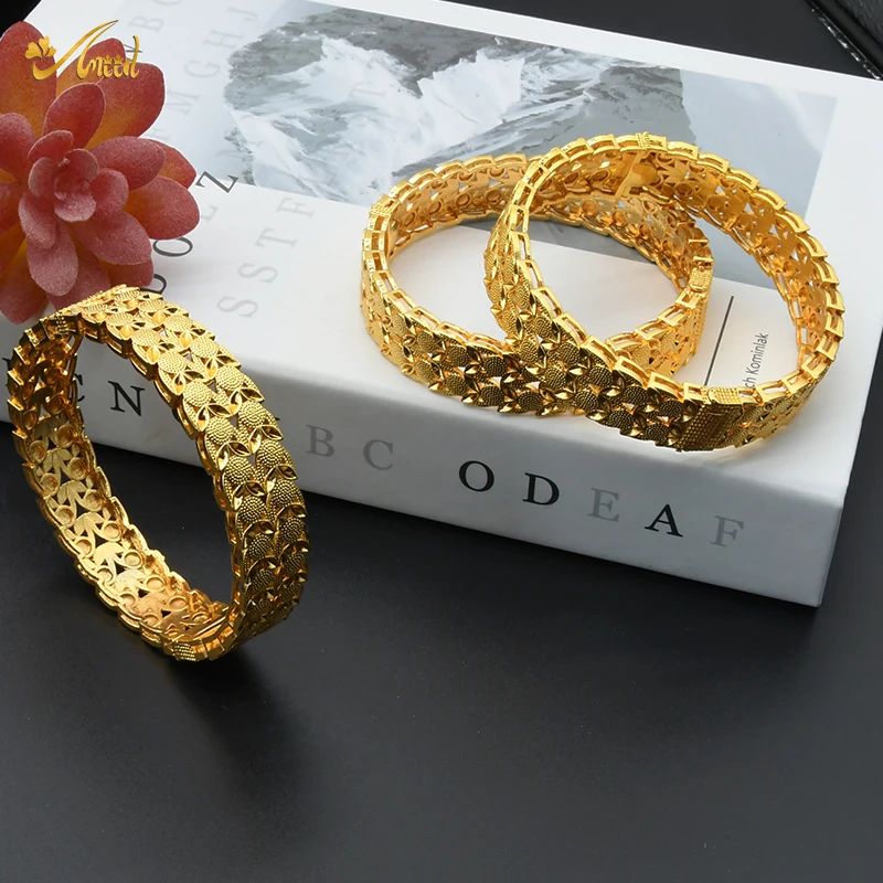 ANIID Women Charm Bracelet Bangle 24K Gold Color Jewelry Dubai Flower Bangle Brand African Designer Ethiopian Hawaiian Jewelry ANIID Women Charm Bracelet Bangle 24K Gold Color Jewelry Dubai Flower Bangle Brand African Designer Ethiopian Hawaiian Jewelry