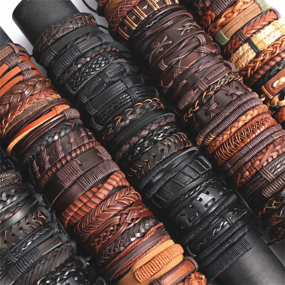 10/20/30/50/100Pcs/Lot Handmade Mens Mix Style Vintage Leather Bangle Bracelets Jewelry Cuff Bracelets For Women Size Adjustable 10/20/30/50/100Pcs/Lot Handmade Mens Mix Style Vintage Leather Bangle Bracelets Jewelry Cuff Bracelets For Women Size Adjustable