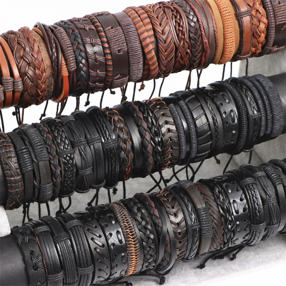 10/20/30/50/100Pcs/Lot Handmade Mens Mix Style Vintage Leather Bangle Bracelets Jewelry Cuff Bracelets For Women Size Adjustable 10/20/30/50/100Pcs/Lot Handmade Mens Mix Style Vintage Leather Bangle Bracelets Jewelry Cuff Bracelets For Women Size Adjustable