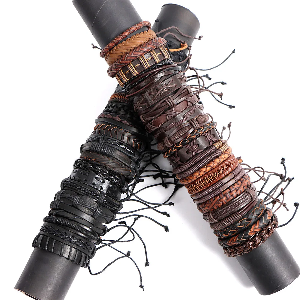 10/20/30/50/100Pcs/Lot Handmade Mens Mix Style Vintage Leather Bangle Bracelets Jewelry Cuff Bracelets For Women Size Adjustable 10/20/30/50/100Pcs/Lot Handmade Mens Mix Style Vintage Leather Bangle Bracelets Jewelry Cuff Bracelets For Women Size Adjustable