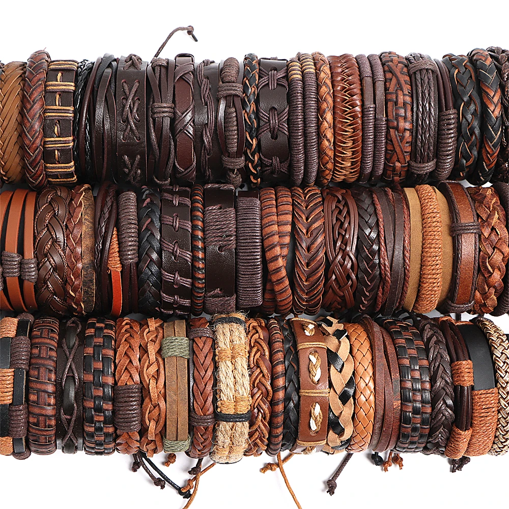 10/20/30/50/100Pcs/Lot Handmade Mens Mix Style Vintage Leather Bangle Bracelets Jewelry Cuff Bracelets For Women Size Adjustable 10/20/30/50/100Pcs/Lot Handmade Mens Mix Style Vintage Leather Bangle Bracelets Jewelry Cuff Bracelets For Women Size Adjustable