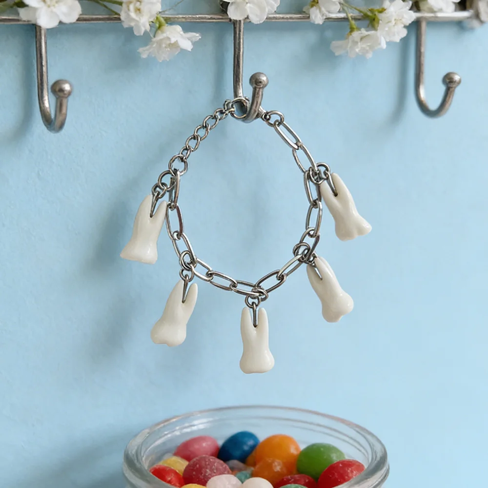 Creative Teeth Charm Bangle Bracelet Punk Street Accessory Party Jewelry Gift for Men Women Festival Dating Casual Decoration