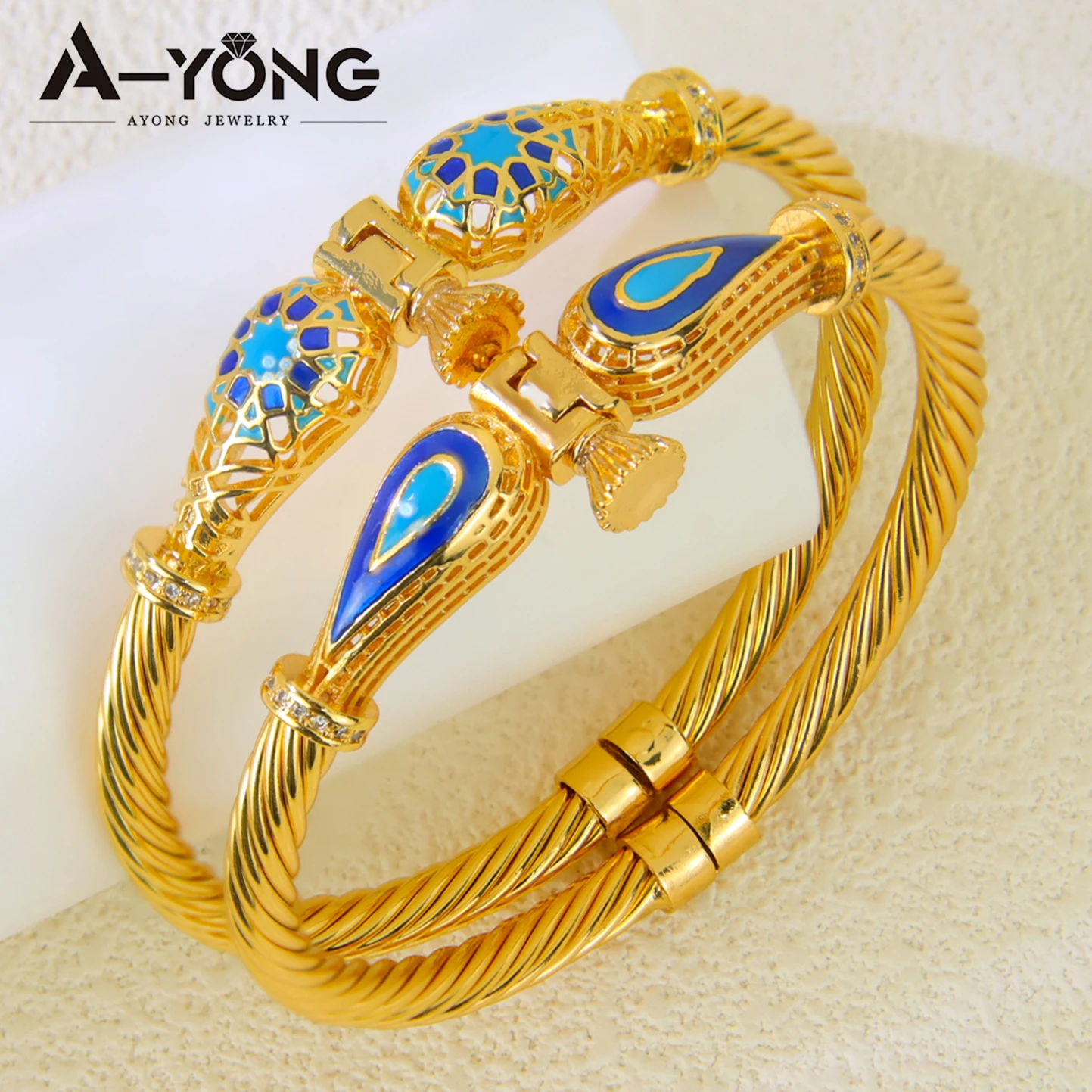 Ethiopia Classic Turquoise Bracelet 21k Gold Plated Dubai Charm Opening Bangles Oman Women Bridal Wedding Party Jewelry Ethiopia Classic Turquoise Bracelet 21k Gold Plated Dubai Charm Opening Bangles Oman Women Bridal Wedding Party Jewelry