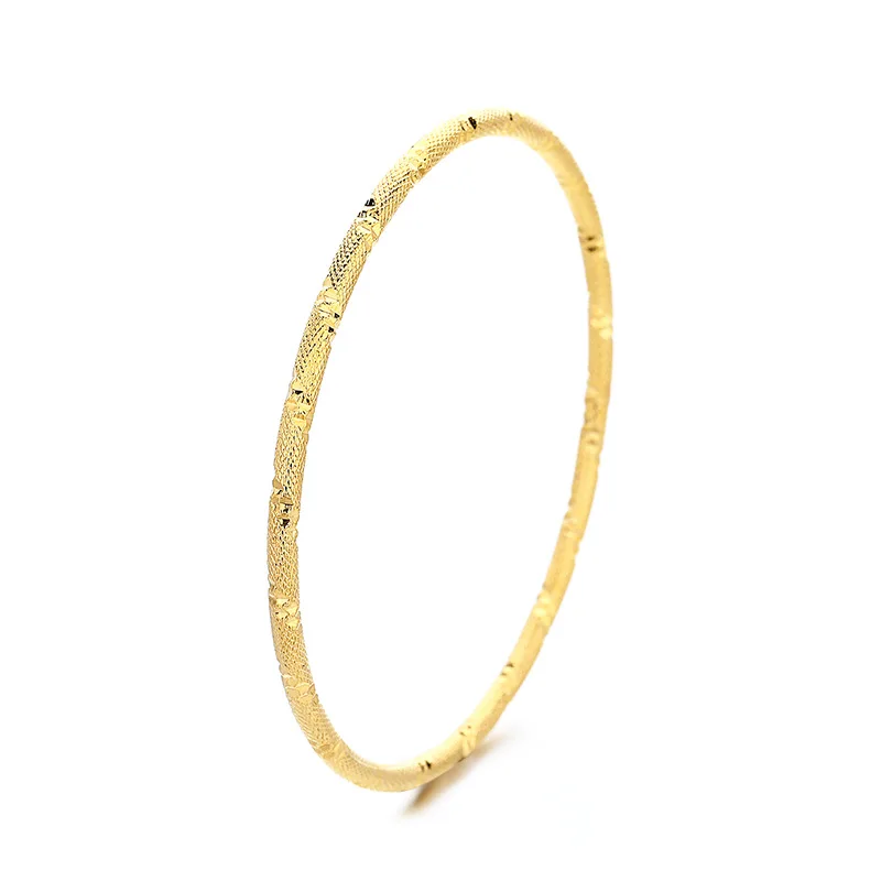 24K Gold Women's Solid Starry Sky Thin Bangle | AU999 Pure Gold, densely set micro - beads like stars, glossy & delicate