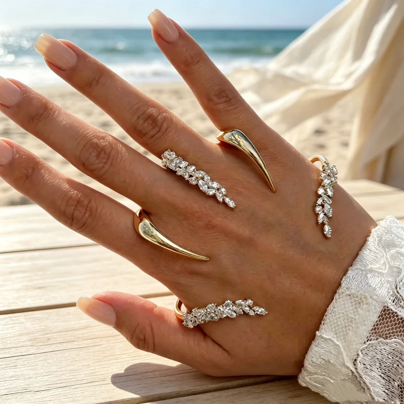 Luxury Diamond-Encrusted Leaf-Shaped Open Bracelet for Women Men Hip Hop Trendy Crystal Bracelet Party Accessory Hand Jewelry