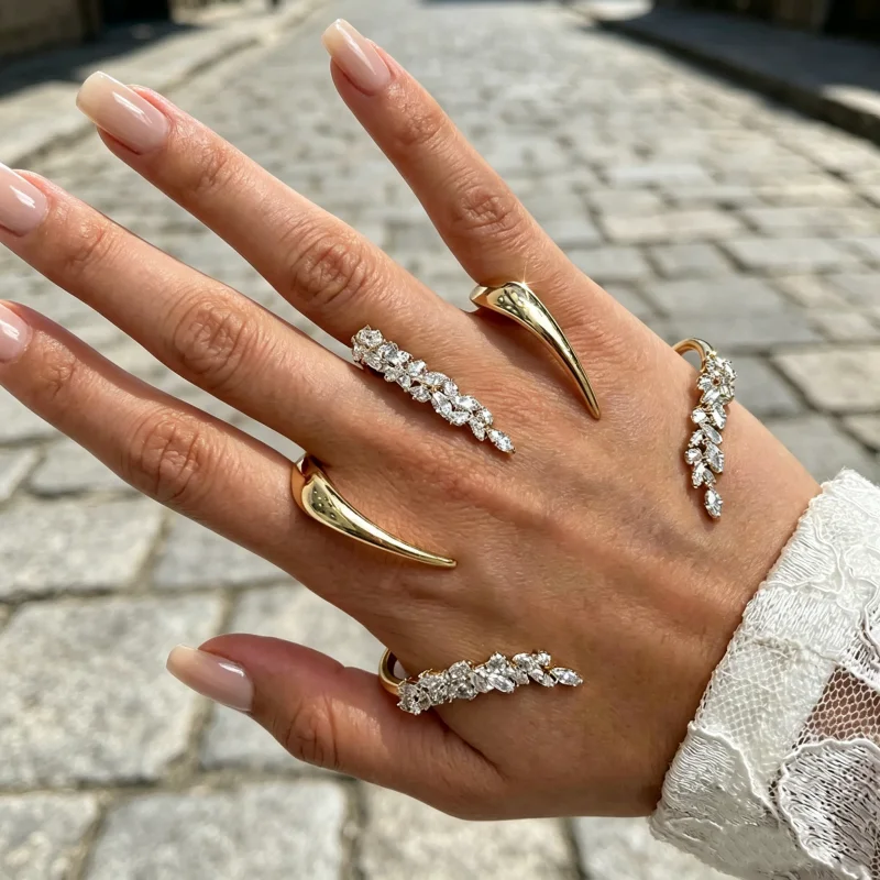 Luxury Diamond-Encrusted Leaf-Shaped Open Bracelet for Women Men Hip Hop Trendy Crystal Bracelet Party Accessory Hand Jewelry