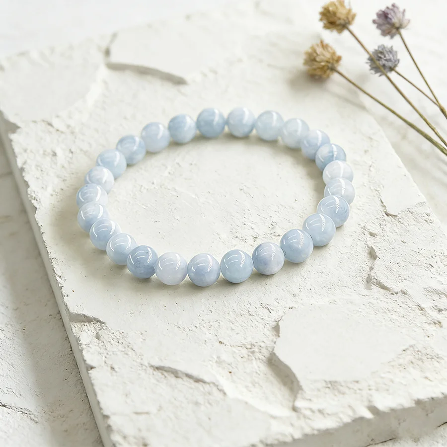 5A Natural Stone Aquamarine Blue Chalcedony Beads Bracelets Women Original Reiki Healing Round Stone Strand Bangles Friend Gift 5A Natural Stone Aquamarine Blue Chalcedony Beads Bracelets Women Original Reiki Healing Round Stone Strand Bangles Friend Gift