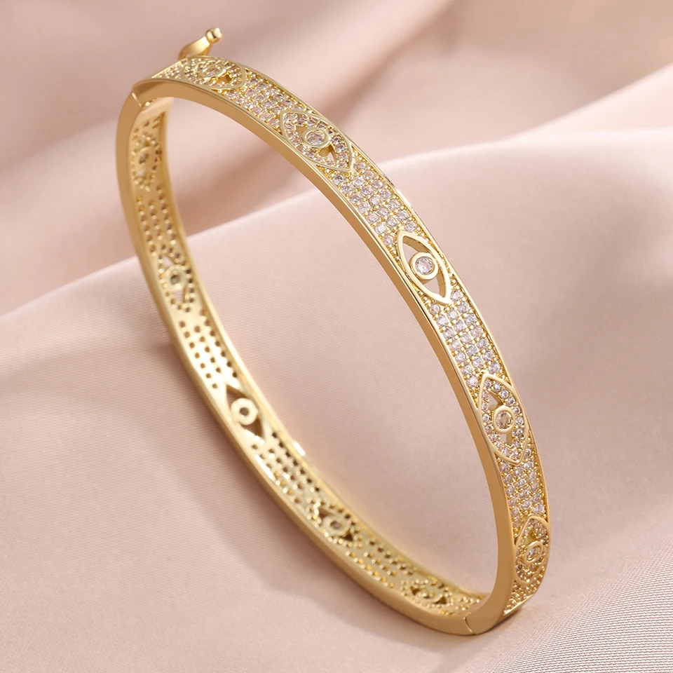 Yupsk 5/1pcs Trendy Stainless Steel Devil's Eye Stack Bracelets Fashion Gold Color Plated Waterproof Stacking Jewelry