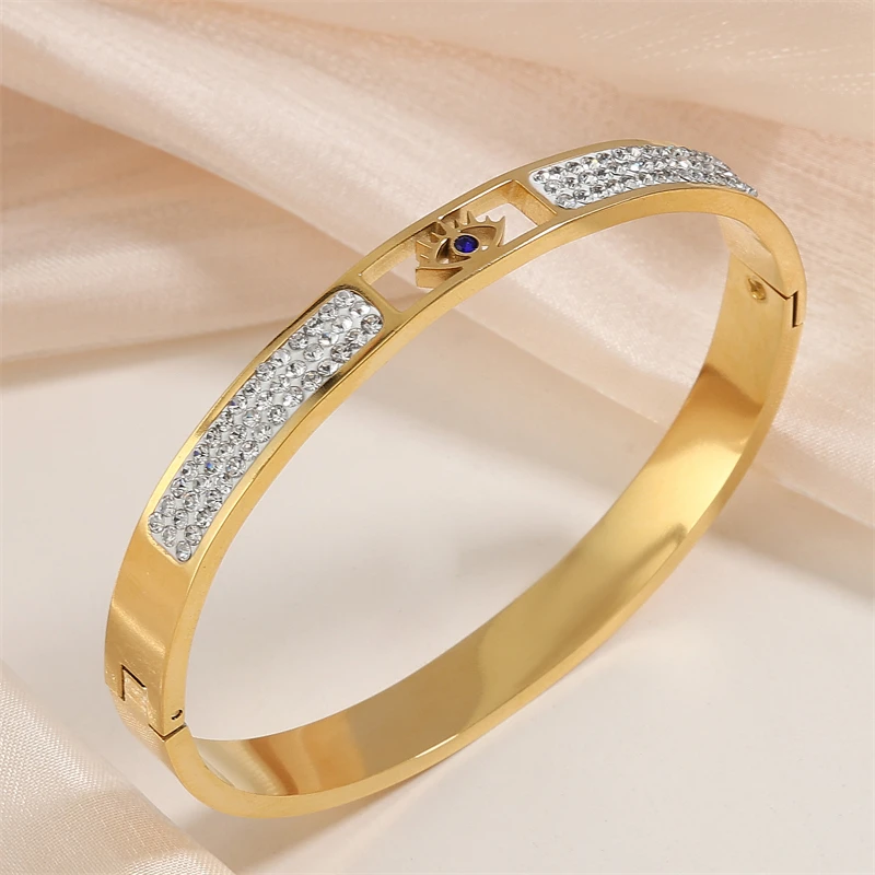 Yupsk 5/1pcs Trendy Stainless Steel Devil's Eye Stack Bracelets Fashion Gold Color Plated Waterproof Stacking Jewelry