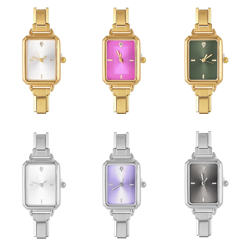 New DIY 9mm Width Italian Elastic Charm Stainless Square Watch Men Women Bracelet Bangle For Party Friend Birthday Jewelry Gift New DIY 9mm Width Italian Elastic Charm Stainless Square Watch Men Women Bracelet Bangle For Party Friend Birthday Jewelry Gift