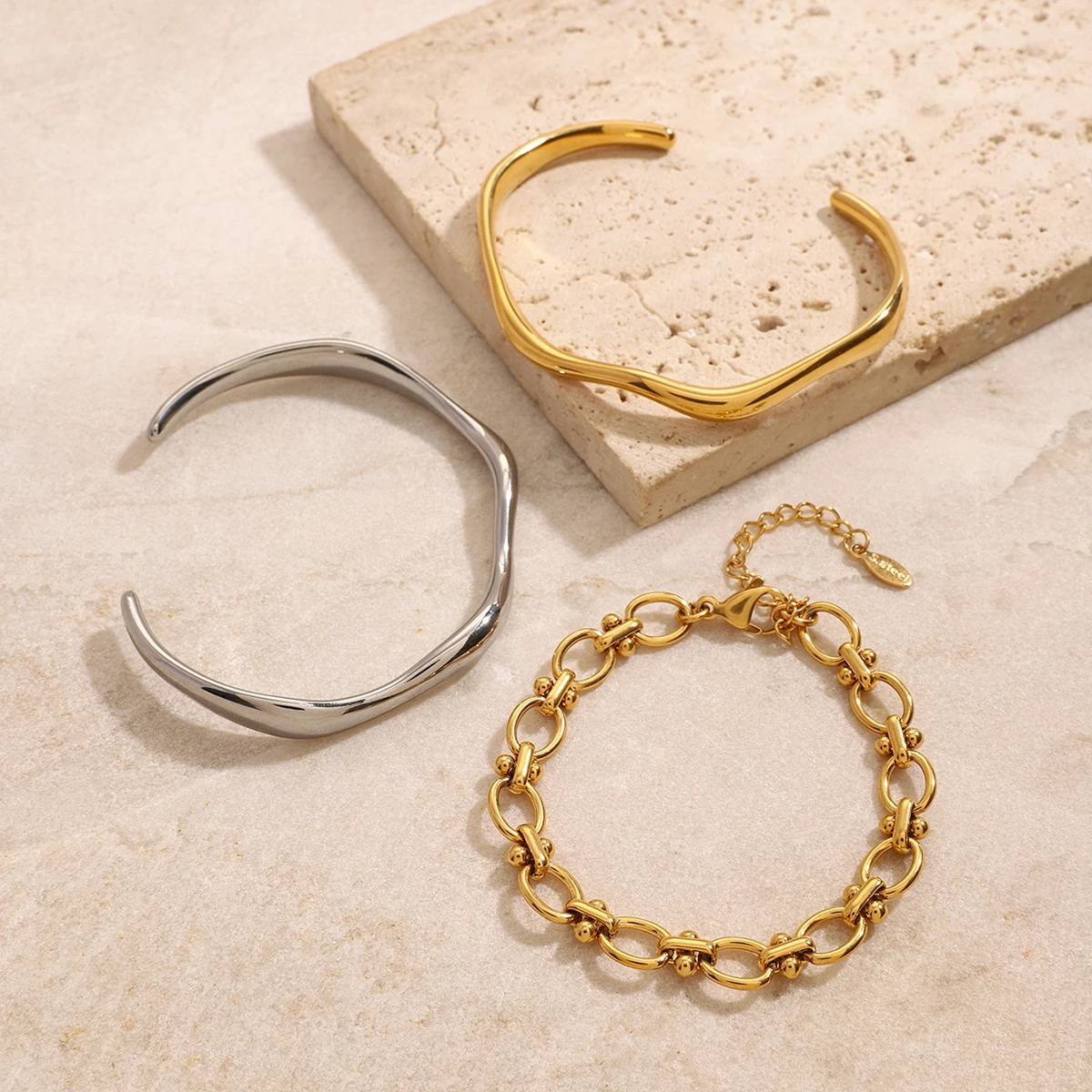Uworld Gold Color Shiny Thick Round Bangle Cuff Circle Shaped Stacking Bracelets Waterproof Simple Ethnic Minimal Arm Party Bang Uworld Gold Color Shiny Thick Round Bangle Cuff Circle Shaped Stacking Bracelets Waterproof Simple Ethnic Minimal Arm Party Bang