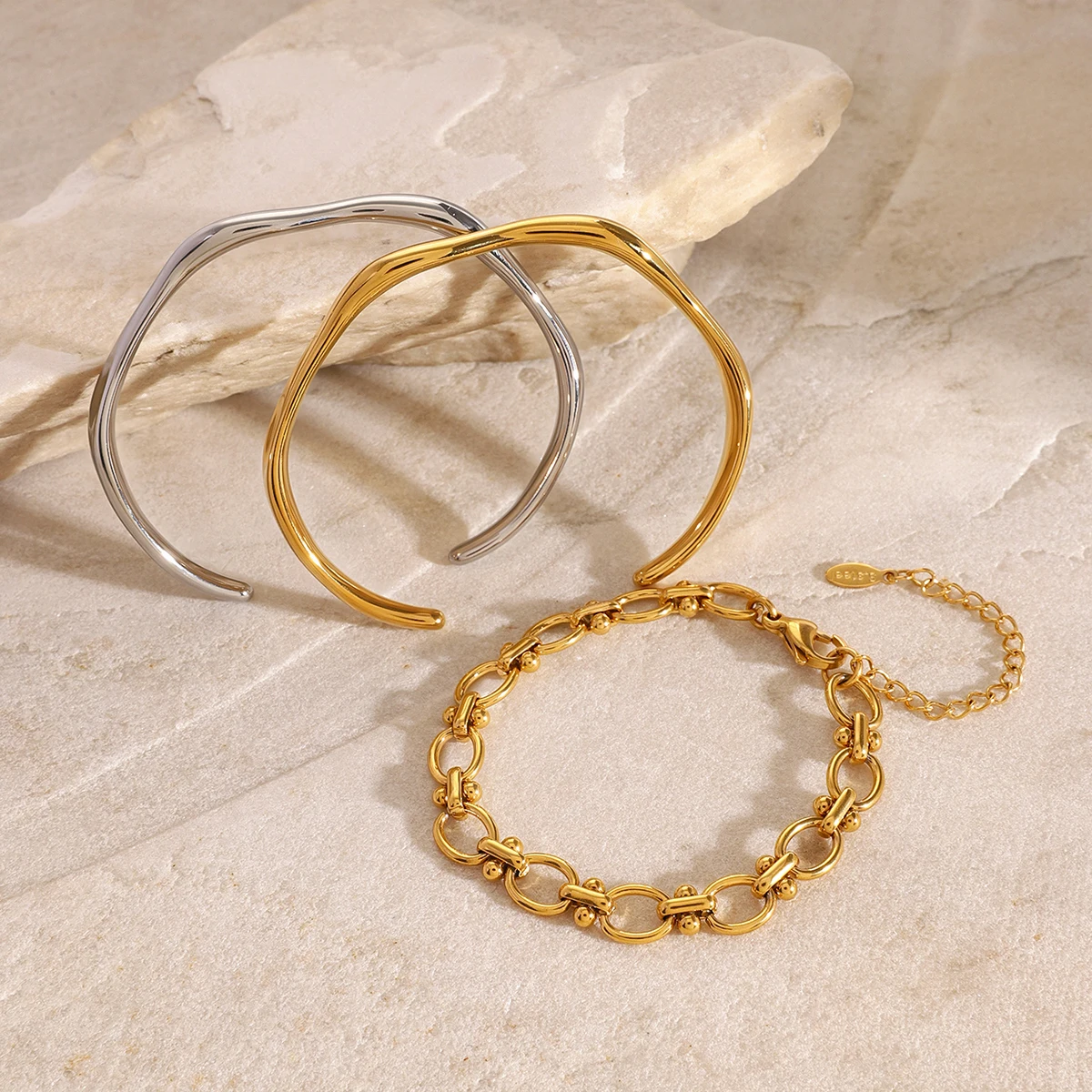 Uworld Gold Color Shiny Thick Round Bangle Cuff Circle Shaped Stacking Bracelets Waterproof Simple Ethnic Minimal Arm Party Bang Uworld Gold Color Shiny Thick Round Bangle Cuff Circle Shaped Stacking Bracelets Waterproof Simple Ethnic Minimal Arm Party Bang