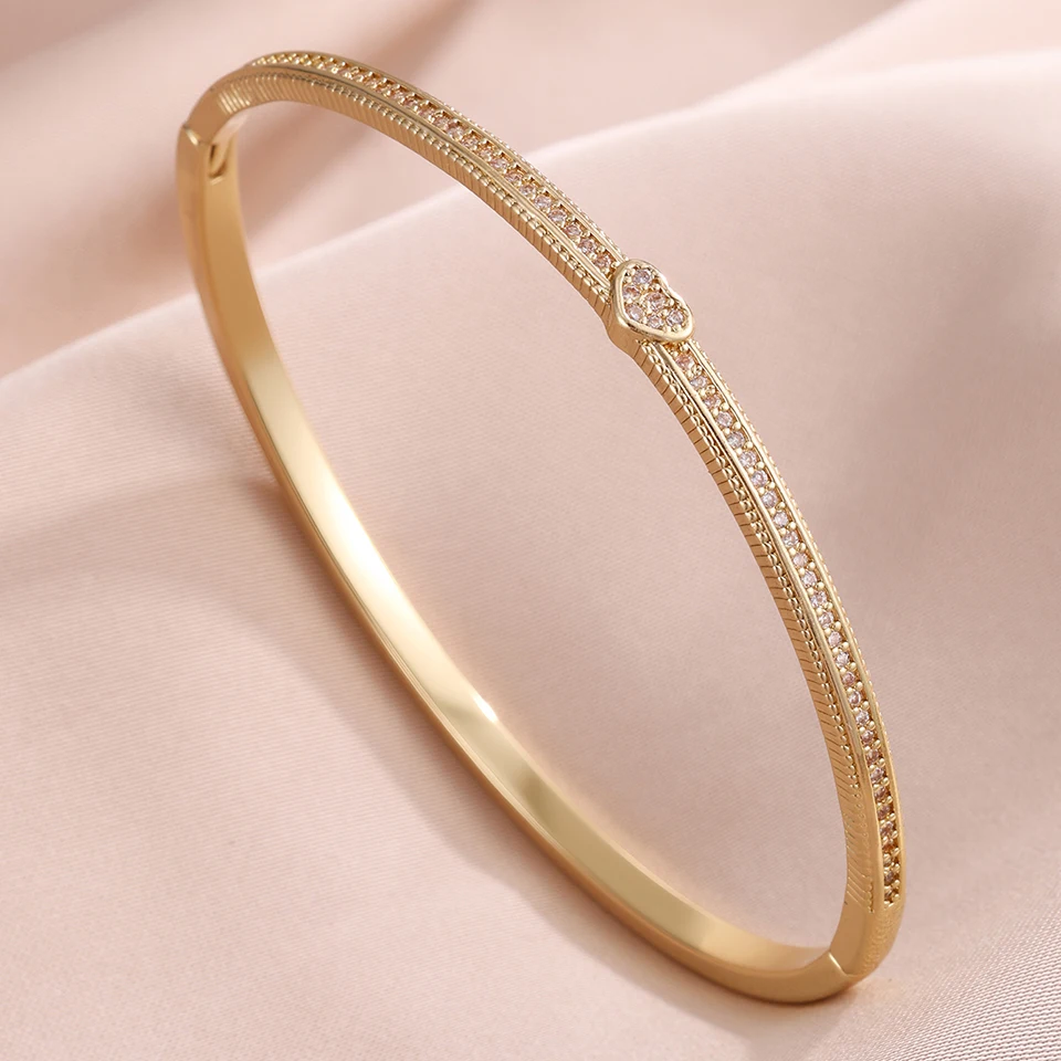 ZAKOL 5pcs Shiny Geometric Square Heart Zircon Bracelets Stainless Steel and Copper Mixed Cuff Bangles Women Jewelry Gift