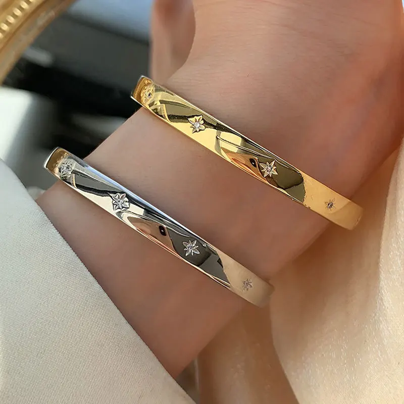 PANJBJ 925 Sterling Silver Irregular Geometry Texture Bangle Bracelet for Women Girl Minimalism Jewelry Gift Dropshipping