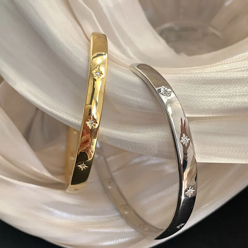 PANJBJ 925 Sterling Silver Irregular Geometry Texture Bangle Bracelet for Women Girl Minimalism Jewelry Gift Dropshipping