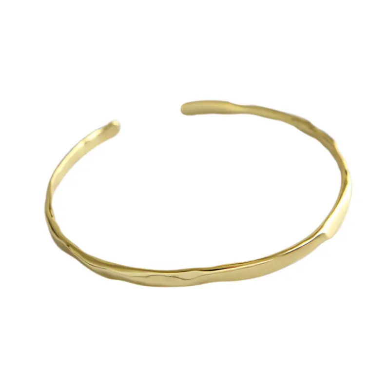 PANJBJ 925 Sterling Silver Irregular Geometry Texture Bangle Bracelet for Women Girl Minimalism Jewelry Gift Dropshipping PANJBJ 925 Sterling Silver Irregular Geometry Texture Bangle Bracelet for Women Girl Minimalism Jewelry Gift Dropshipping