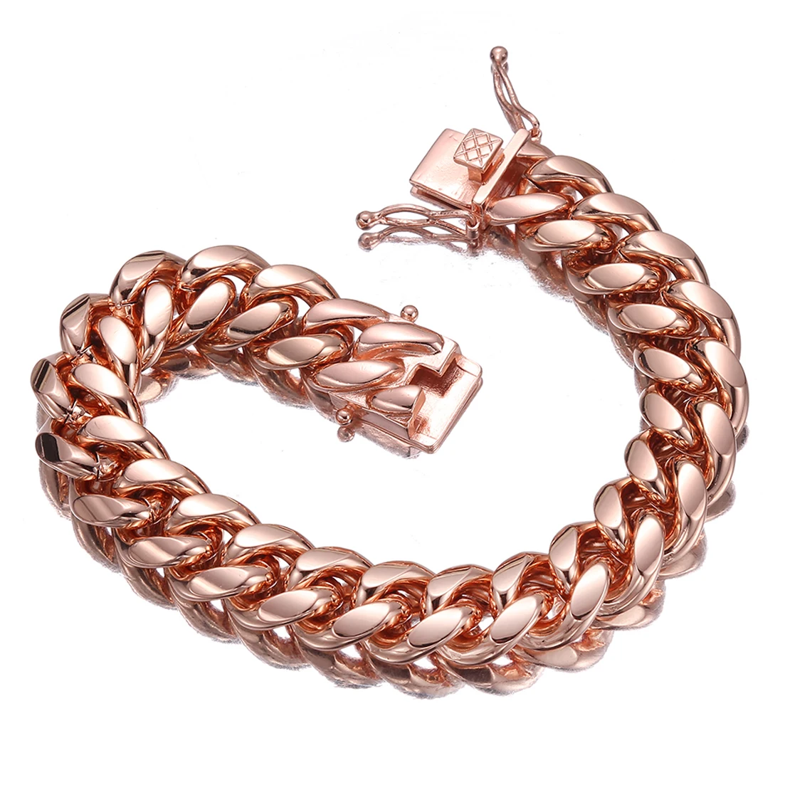 Gold Color/Rose Gold Stainless Steel Curb Cuban Link Chain Bracelet Bangle Jewelry 7-11inch for Men Women 8/10/12/14/16/18mm