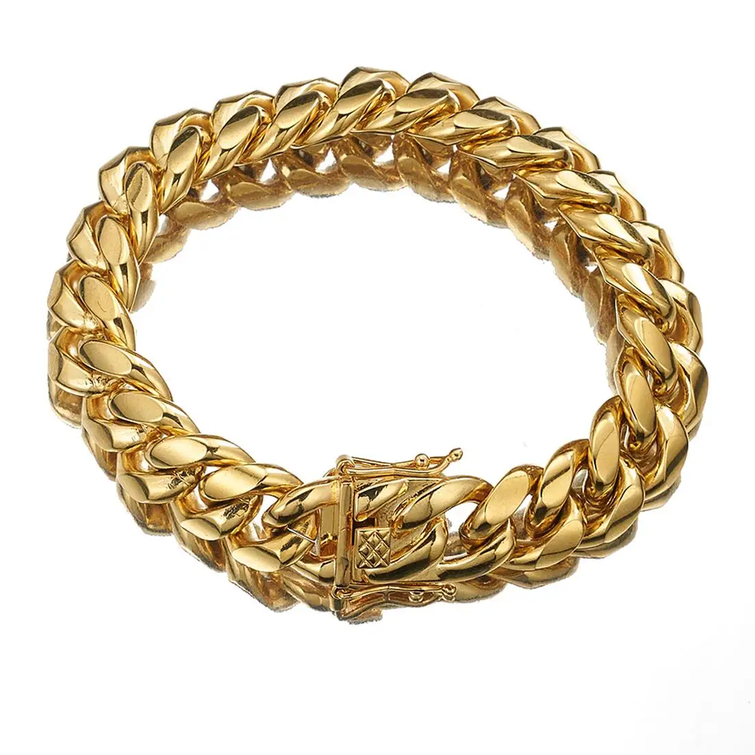 Gold Color/Rose Gold Stainless Steel Curb Cuban Link Chain Bracelet Bangle Jewelry 7-11inch for Men Women 8/10/12/14/16/18mm Gold Color/Rose Gold Stainless Steel Curb Cuban Link Chain Bracelet Bangle Jewelry 7-11inch for Men Women 8/10/12/14/16/18mm