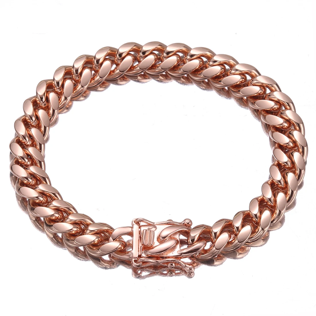 Gold Color/Rose Gold Stainless Steel Curb Cuban Link Chain Bracelet Bangle Jewelry 7-11inch for Men Women 8/10/12/14/16/18mm