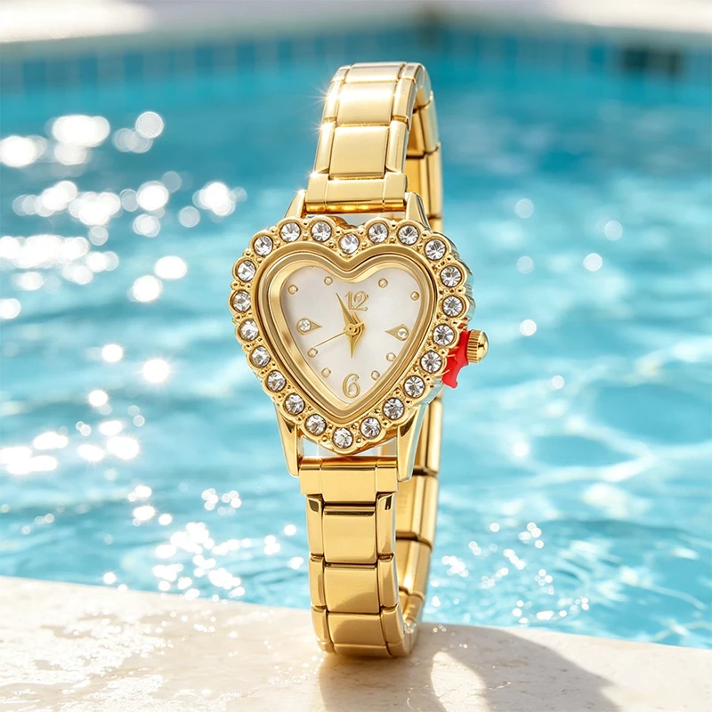 2026 Women’s DIY 9MM Width Italian Elastic Charm Stainless Shiny Zircon Heart Watch Bracelet Bangle For Party Friend JewelryGift 2026 Women's DIY 9MM Width Italian Elastic Charm Stainless Shiny Zircon Heart Watch Bracelet Bangle For Party Friend JewelryGift