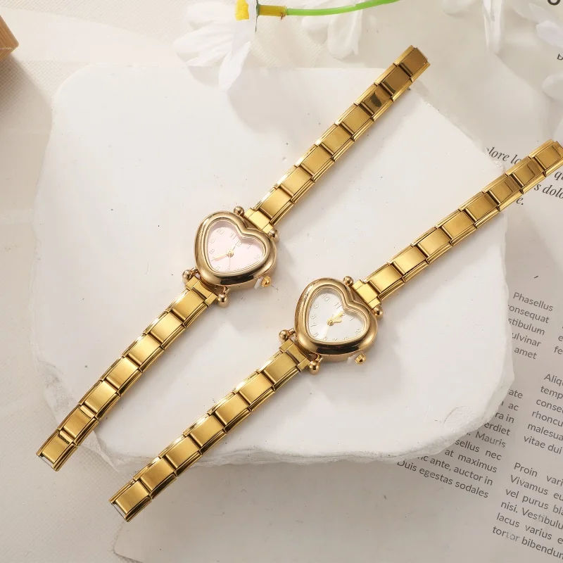 2026 Women's DIY 9MM Width Italian Elastic Charm Stainless Shiny Zircon Heart Watch Bracelet Bangle For Party Friend JewelryGift 2026 Women's DIY 9MM Width Italian Elastic Charm Stainless Shiny Zircon Heart Watch Bracelet Bangle For Party Friend JewelryGift
