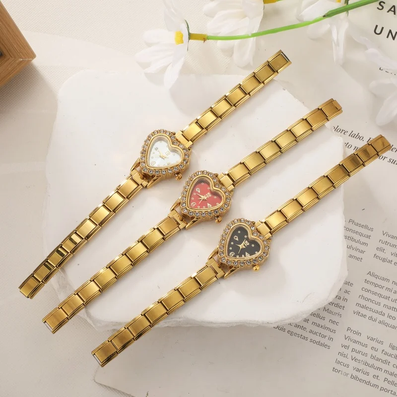 2026 Women's DIY 9MM Width Italian Elastic Charm Stainless Shiny Zircon Heart Watch Bracelet Bangle For Party Friend JewelryGift 2026 Women's DIY 9MM Width Italian Elastic Charm Stainless Shiny Zircon Heart Watch Bracelet Bangle For Party Friend JewelryGift