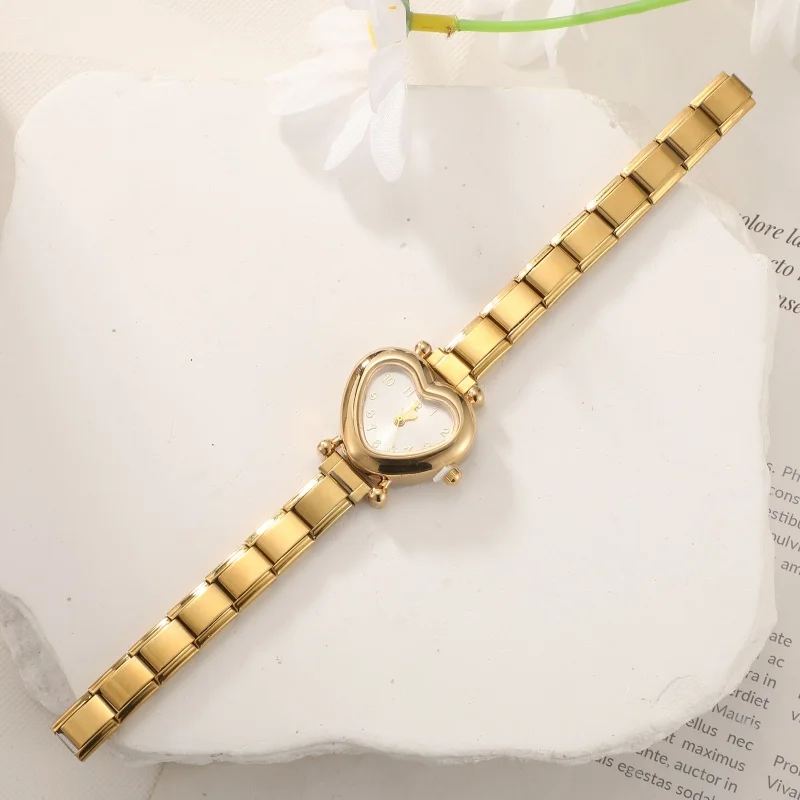 2026 Women's DIY 9MM Width Italian Elastic Charm Stainless Shiny Zircon Heart Watch Bracelet Bangle For Party Friend JewelryGift 2026 Women's DIY 9MM Width Italian Elastic Charm Stainless Shiny Zircon Heart Watch Bracelet Bangle For Party Friend JewelryGift