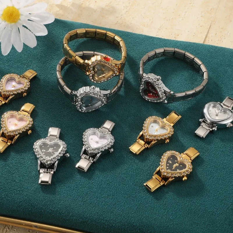 2026 Women's DIY 9MM Width Italian Elastic Charm Stainless Shiny Zircon Heart Watch Bracelet Bangle For Party Friend JewelryGift 2026 Women's DIY 9MM Width Italian Elastic Charm Stainless Shiny Zircon Heart Watch Bracelet Bangle For Party Friend JewelryGift